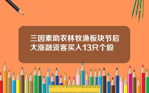 三因素助农林牧渔板块节后大涨融资客买入13只个股