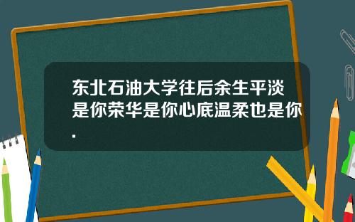 东北石油大学往后余生平淡是你荣华是你心底温柔也是你.