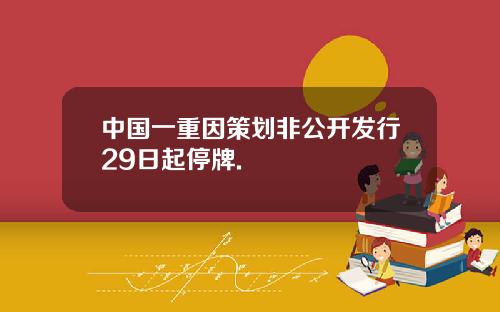 中国一重因策划非公开发行29日起停牌.