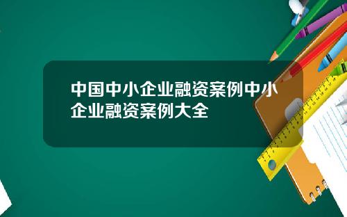 中国中小企业融资案例中小企业融资案例大全