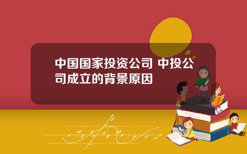 中国国家投资公司 中投公司成立的背景原因