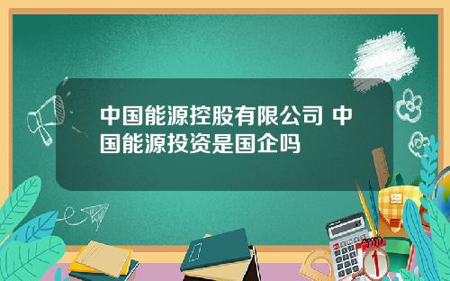 中国能源控股有限公司 中国能源投资是国企吗