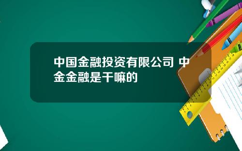 中国金融投资有限公司 中金金融是干嘛的