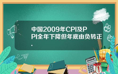 中国2009年CPI及PPI全年下降但年底由负转正.