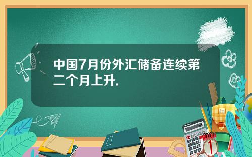 中国7月份外汇储备连续第二个月上升.