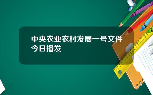 中央农业农村发展一号文件今日播发