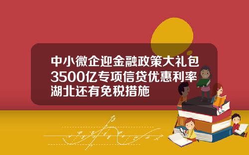 中小微企迎金融政策大礼包3500亿专项信贷优惠利率湖北还有免税措施