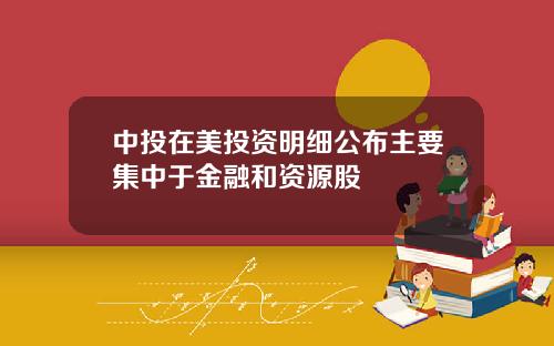 中投在美投资明细公布主要集中于金融和资源股