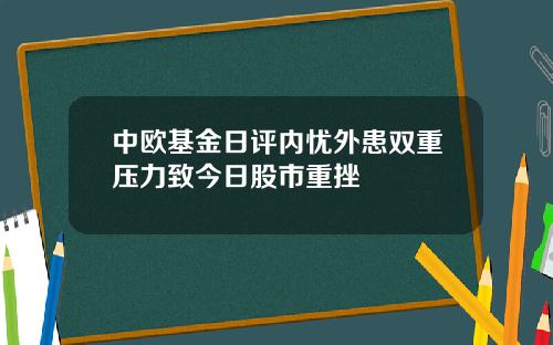 中欧基金日评内忧外患双重压力致今日股市重挫