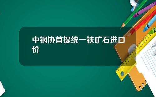 中钢协首提统一铁矿石进口价