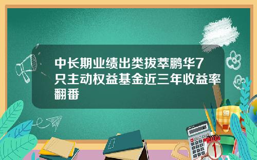 中长期业绩出类拔萃鹏华7只主动权益基金近三年收益率翻番