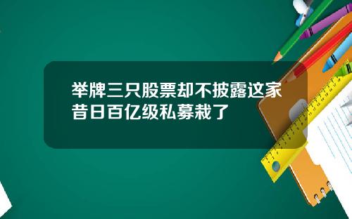 举牌三只股票却不披露这家昔日百亿级私募栽了