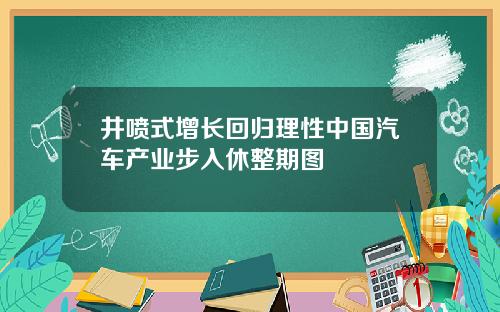 井喷式增长回归理性中国汽车产业步入休整期图