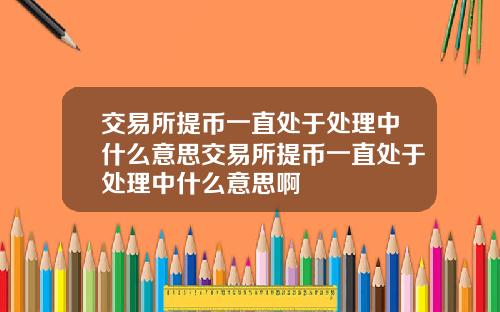 交易所提币一直处于处理中什么意思交易所提币一直处于处理中什么意思啊