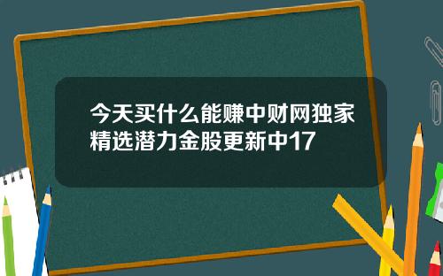 今天买什么能赚中财网独家精选潜力金股更新中17