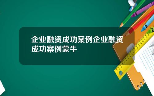 企业融资成功案例企业融资成功案例蒙牛