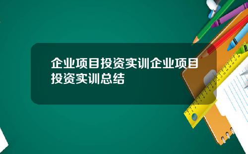 企业项目投资实训企业项目投资实训总结