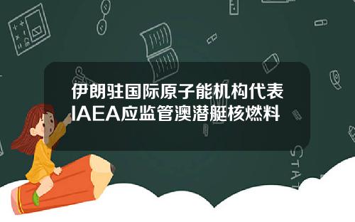 伊朗驻国际原子能机构代表IAEA应监管澳潜艇核燃料