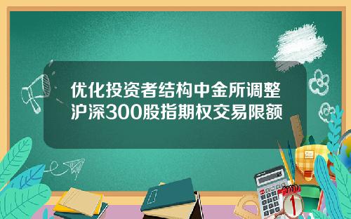 优化投资者结构中金所调整沪深300股指期权交易限额