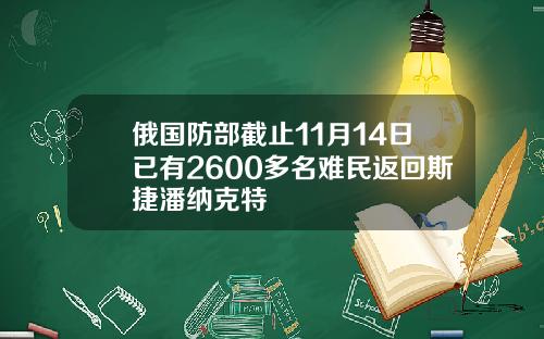 俄国防部截止11月14日已有2600多名难民返回斯捷潘纳克特