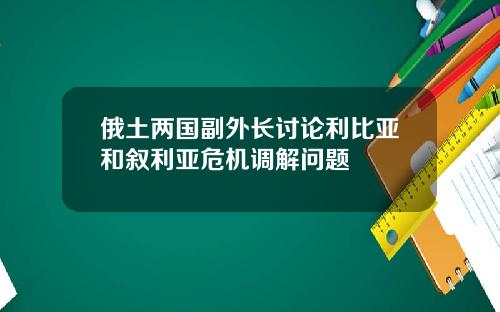 俄土两国副外长讨论利比亚和叙利亚危机调解问题