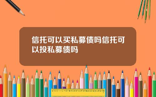 信托可以买私募债吗信托可以投私募债吗