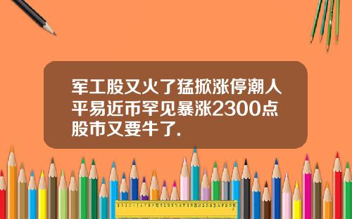 军工股又火了猛掀涨停潮人平易近币罕见暴涨2300点股市又要牛了.