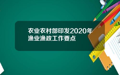 农业农村部印发2020年渔业渔政工作要点