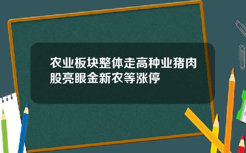 农业板块整体走高种业猪肉股亮眼金新农等涨停