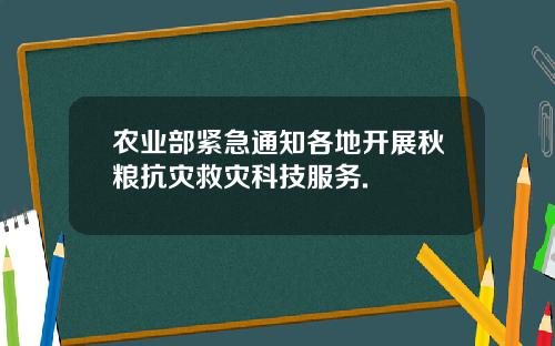 农业部紧急通知各地开展秋粮抗灾救灾科技服务.