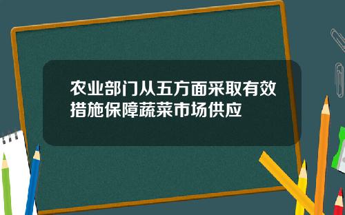 农业部门从五方面采取有效措施保障蔬菜市场供应