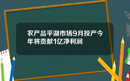 农产品平湖市场9月投产今年将贡献1亿净利润