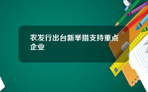 农发行出台新举措支持重点企业