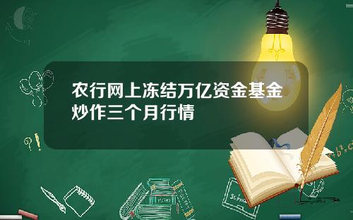 农行网上冻结万亿资金基金炒作三个月行情