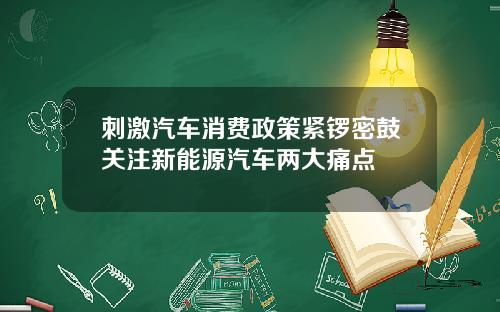 刺激汽车消费政策紧锣密鼓关注新能源汽车两大痛点