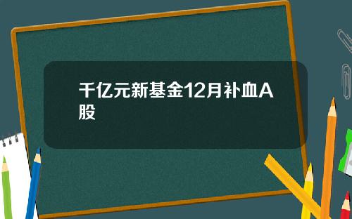 千亿元新基金12月补血A股