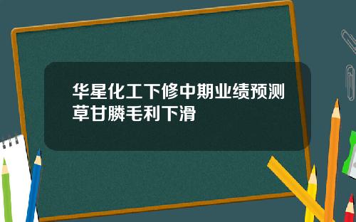 华星化工下修中期业绩预测草甘膦毛利下滑