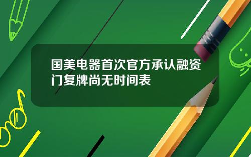 国美电器首次官方承认融资门复牌尚无时间表