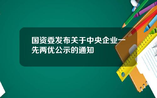 国资委发布关于中央企业一先两优公示的通知