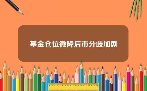 基金仓位微降后市分歧加剧