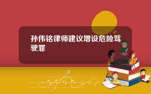 孙伟铭律师建议增设危险驾驶罪