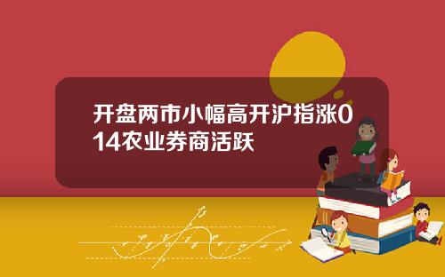 开盘两市小幅高开沪指涨014农业券商活跃