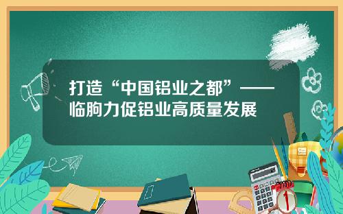 打造“中国铝业之都”——临朐力促铝业高质量发展