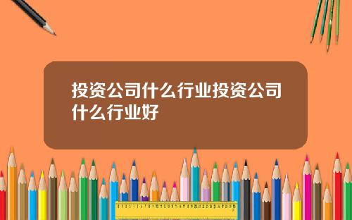 投资公司什么行业投资公司什么行业好