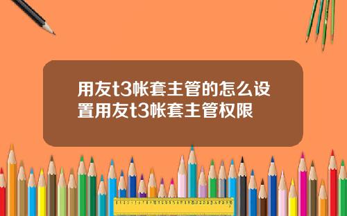 用友t3帐套主管的怎么设置用友t3帐套主管权限