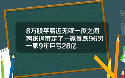 8万股平易近无眠一夜之间两家退市定了一家暴跌96另一家9年巨亏28亿