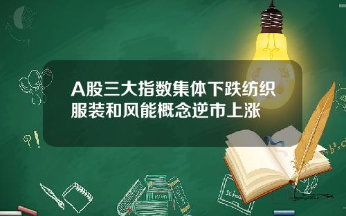 A股三大指数集体下跌纺织服装和风能概念逆市上涨