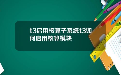 t3启用核算子系统t3如何启用核算模块