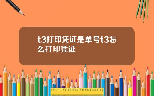 t3打印凭证是单号t3怎么打印凭证