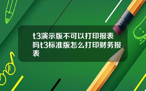 t3演示版不可以打印报表吗t3标准版怎么打印财务报表